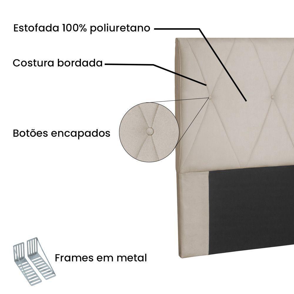Cabeceira Estofada Cama Box Casal 140cm Suede Bege - 4