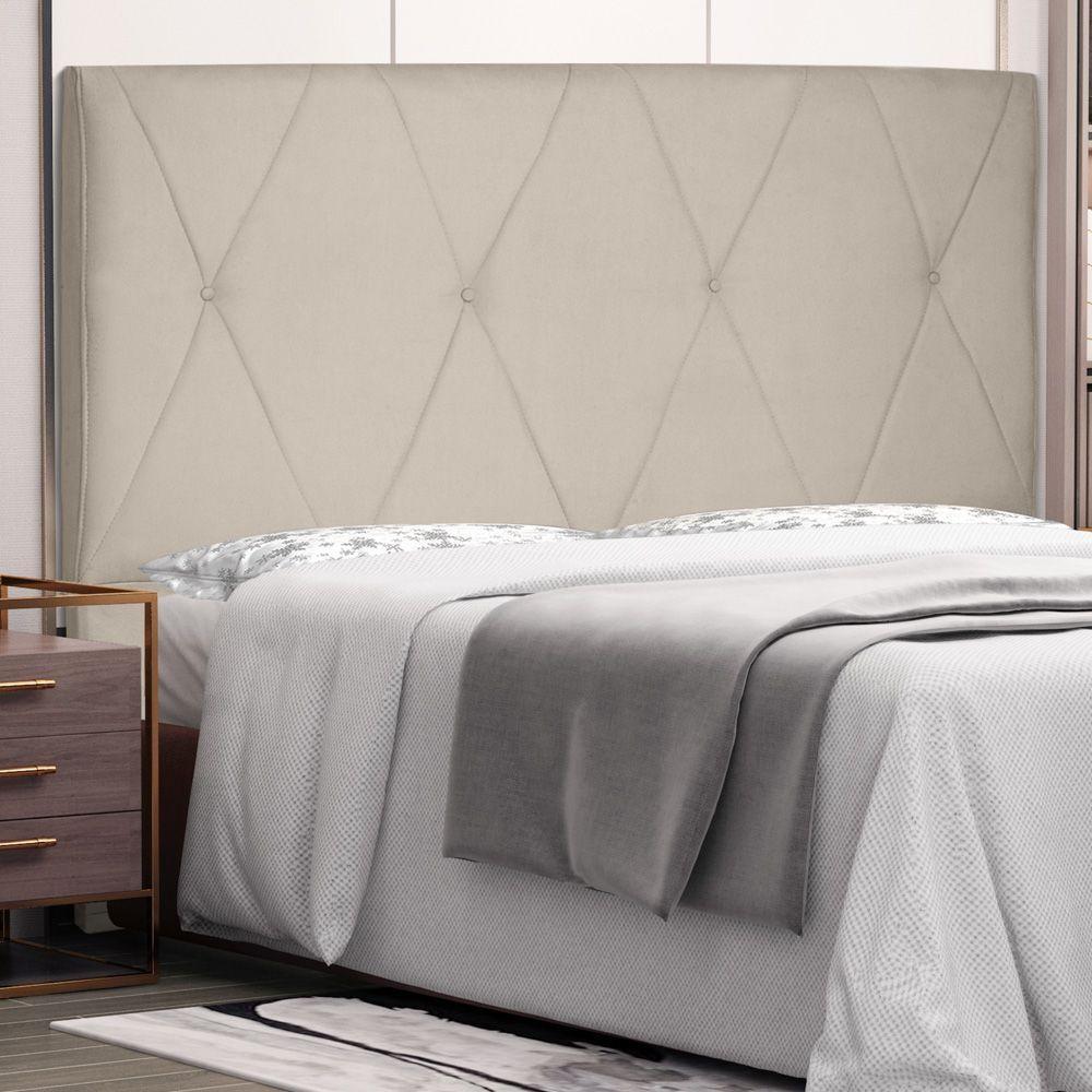 Cabeceira Estofada Cama Box Casal 140cm Suede Bege - 6