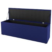 Kit Cabeceira E Baú Cama Box Solteiro Cora 90cm Suede Azul - 5
