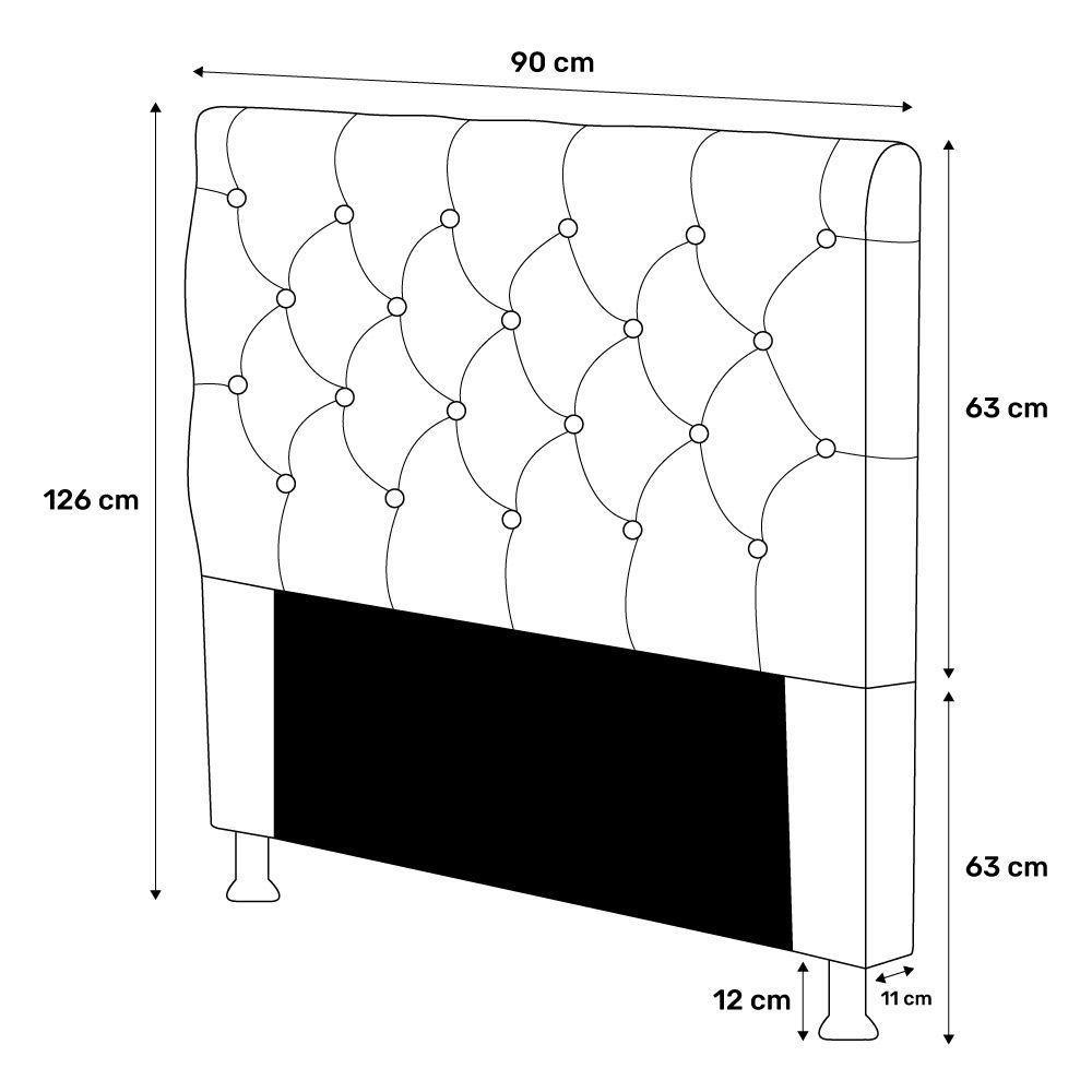 Cabeceira Estofada Box Solteiro Cristal 90cm Linho Grafite - 4