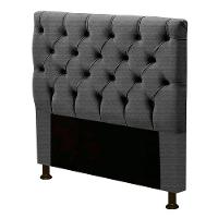 Cabeceira Estofada Box Solteiro Cristal 90cm Linho Grafite - 1