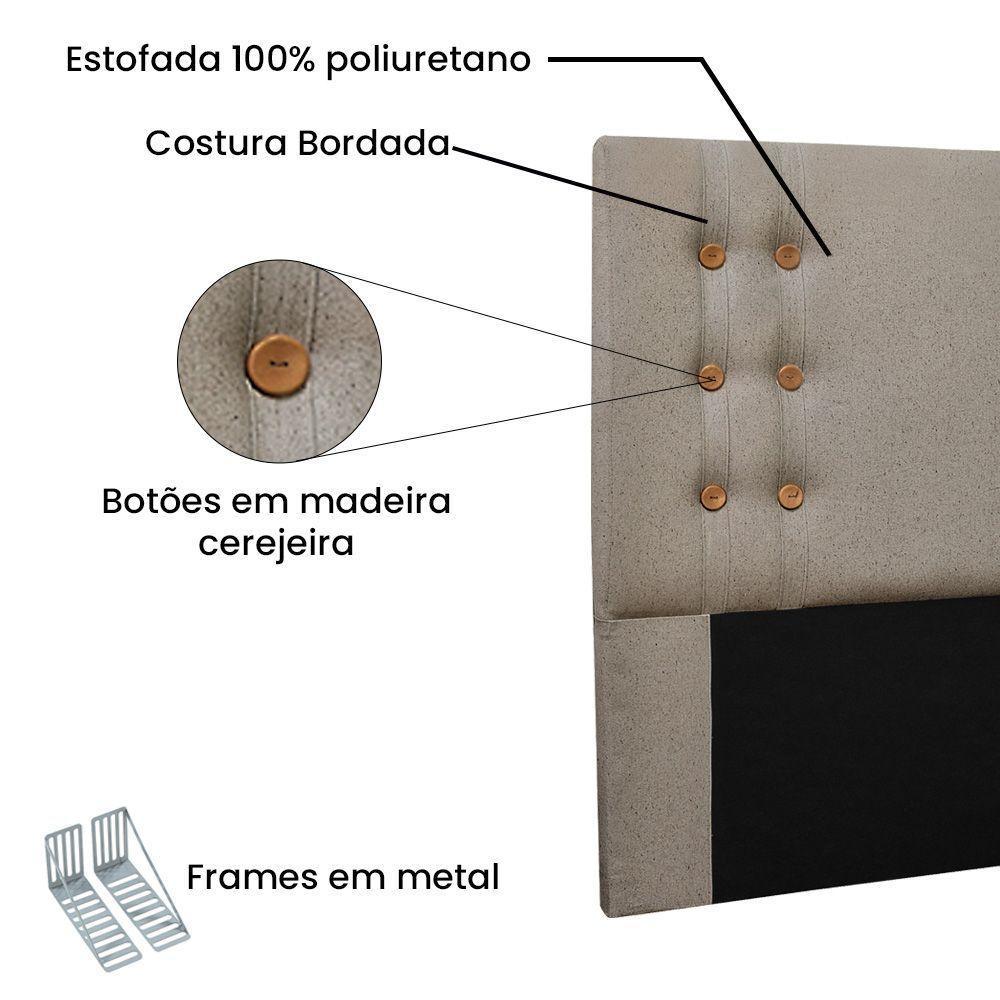 Cabeceira Estofada Box Queen Size 160cm Linho Rústico Areia - 3