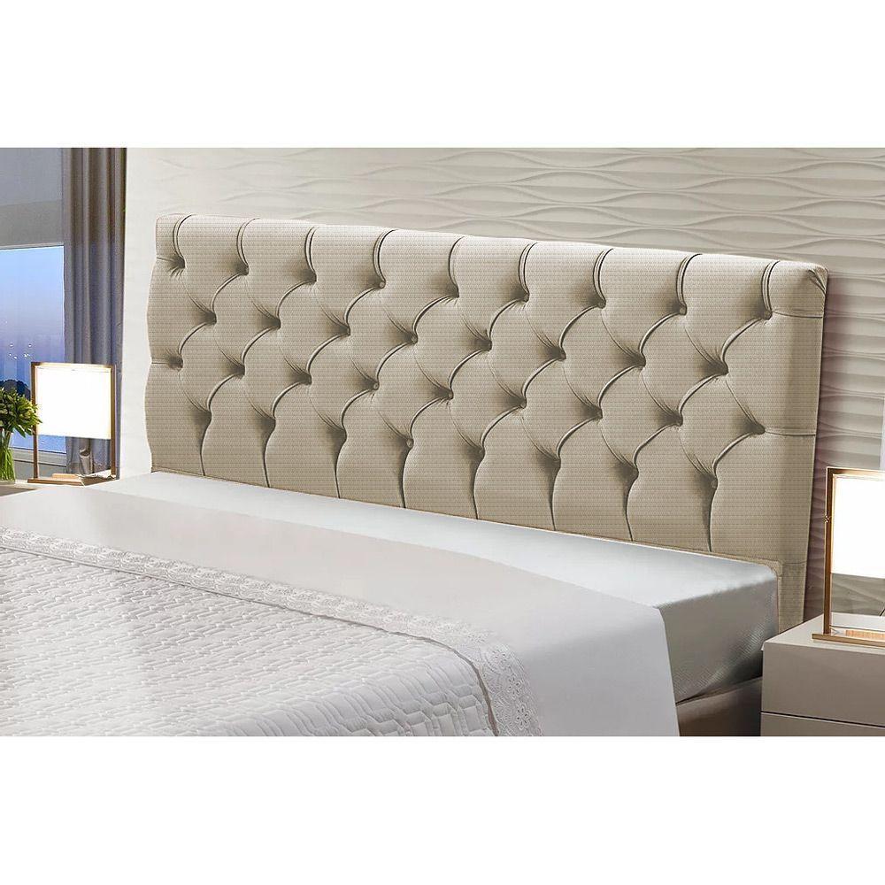 Cabeceira Estofada Cama Box Casal Cristal 140cm Linho Areia - 4