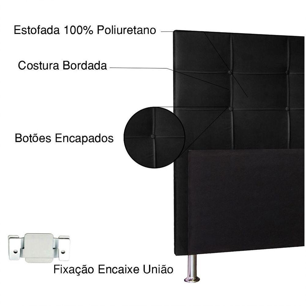 Cabeceira Casal 1,40m Roma Suede - Pallazio Cor Preto - 3