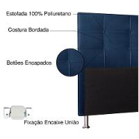 Cabeceira Casal 1,40m Roma Suede - Pallazio Cor Azul Marinho