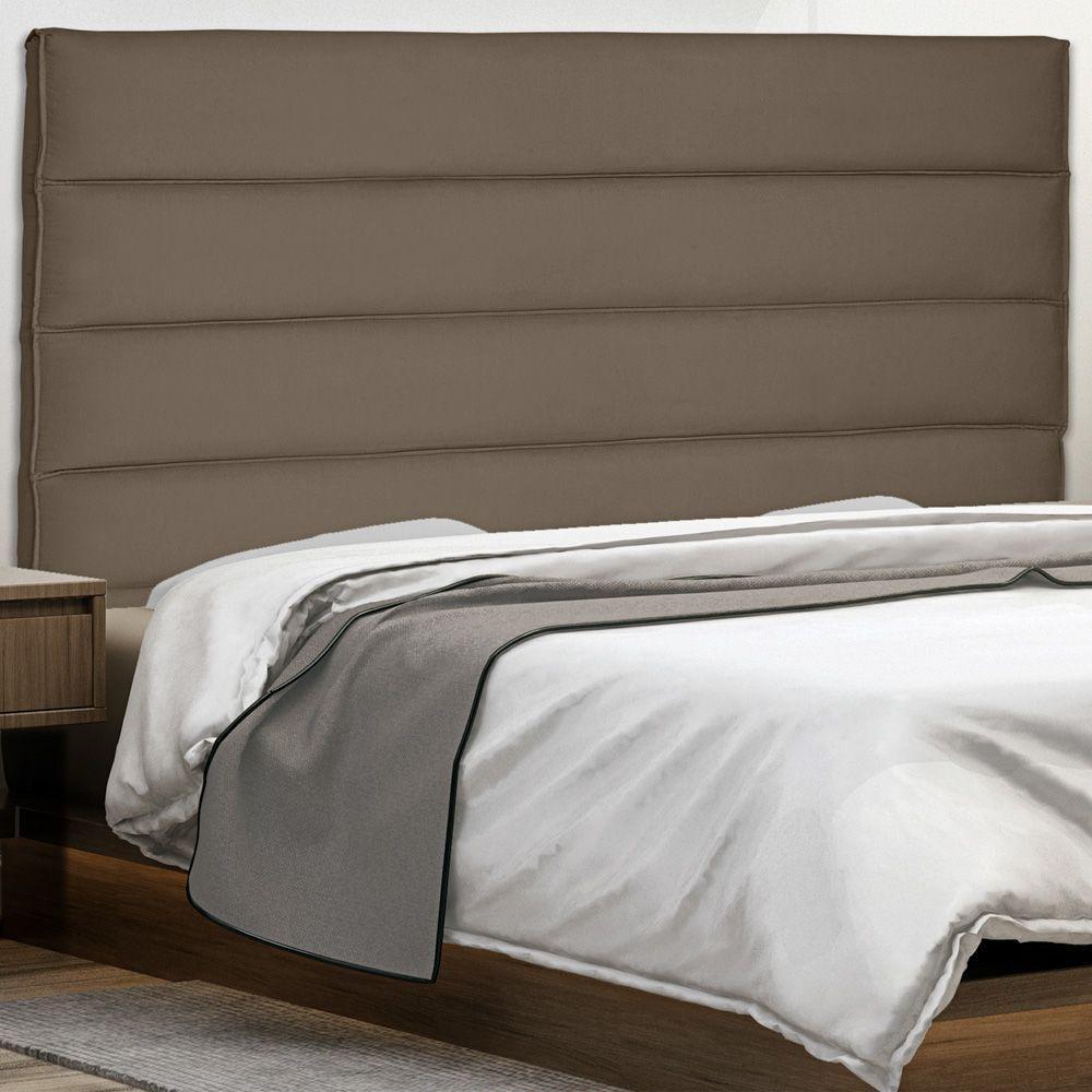 Cabeceira Estofada Cama Box Casal 140cm Suede Caramelo - 4