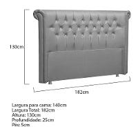 Cabeceira Casal Brescia P04 140 Cm Suede Cinza Tca 940 - 5