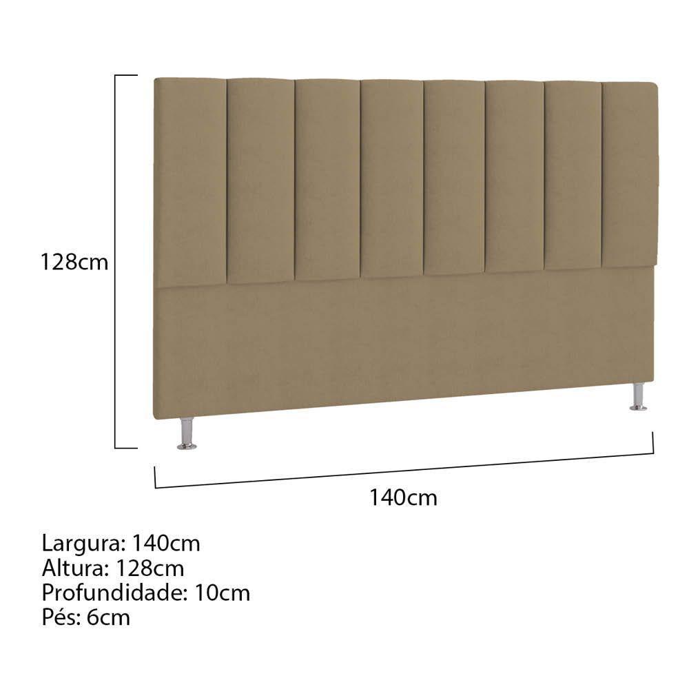Cabeceira Casal Hannover P04 140 Cm Suede Bege Tca 941 - 5