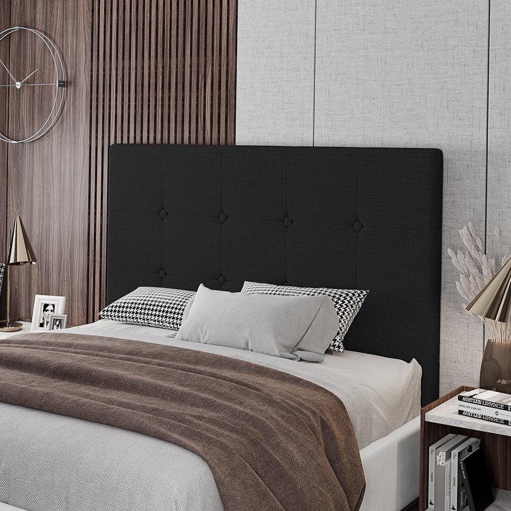 Cabeceira Cama Box Casal Queen Size Luana 160cm Linho Preto - 6