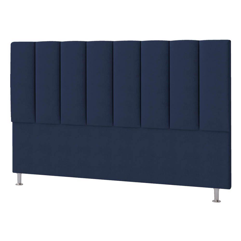 Cabeceira Casal Hannover P04 140 Cm Suede Azul Marinho - 4