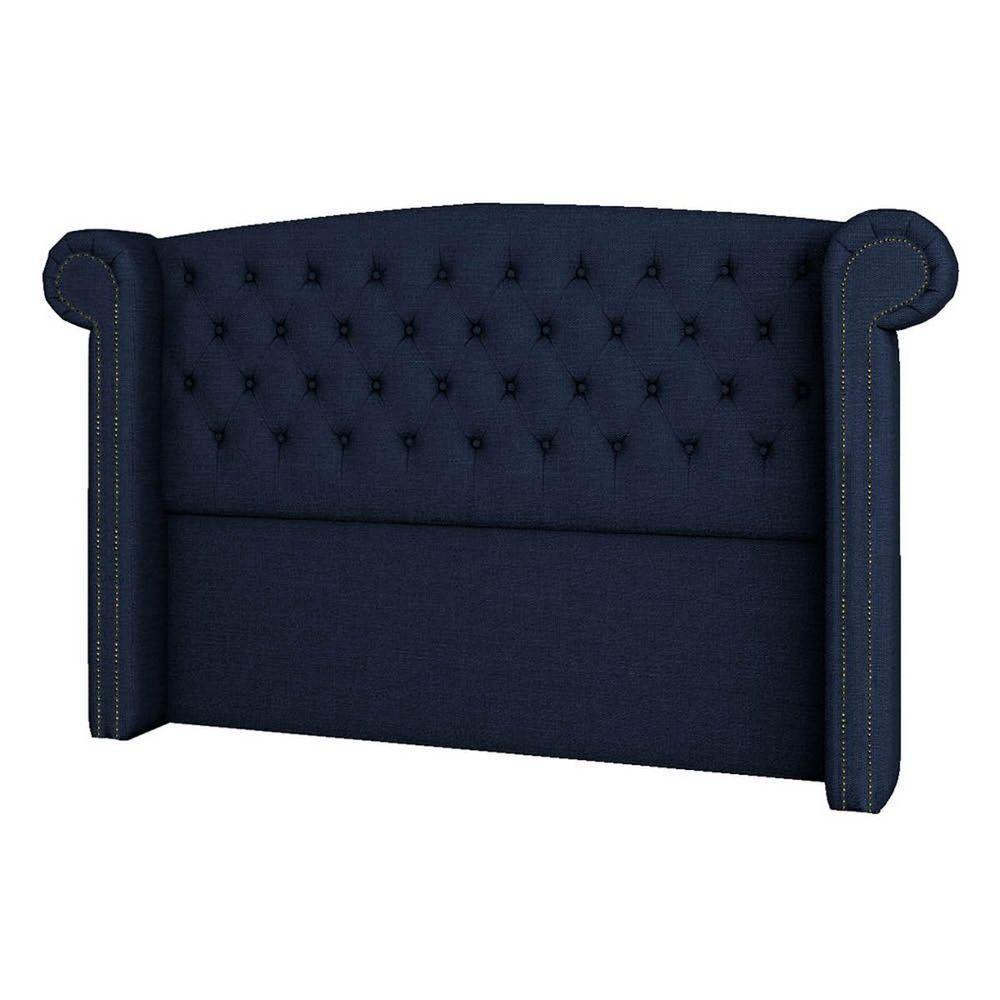 Cabeceira Casal Lyon P04 140 Cm Suede Azul Marinho - 4