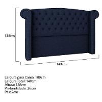 Cabeceira Casal Lyon P04 140 Cm Suede Azul Marinho - 8