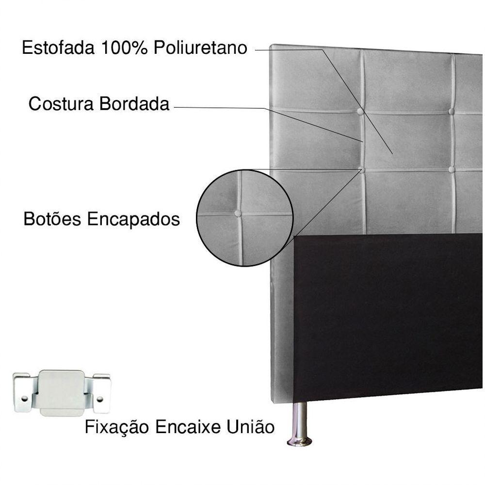 Cabeceira Queen 1,60m Roma Suede - Pallazio Cor Cinza - 2