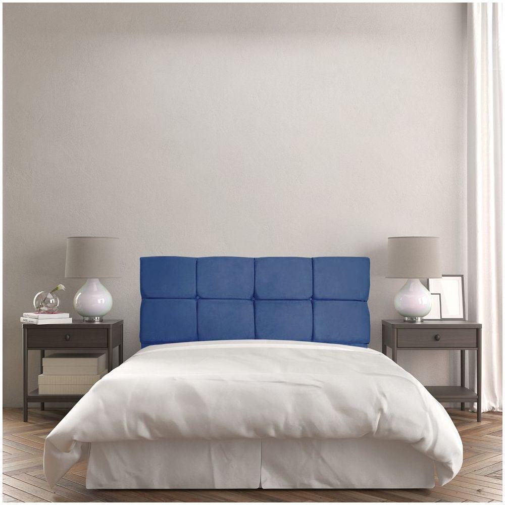Cabeceira Painel Solteiro 0,90m Nina Suede - Pallazio Cor Azul Marinho - 8