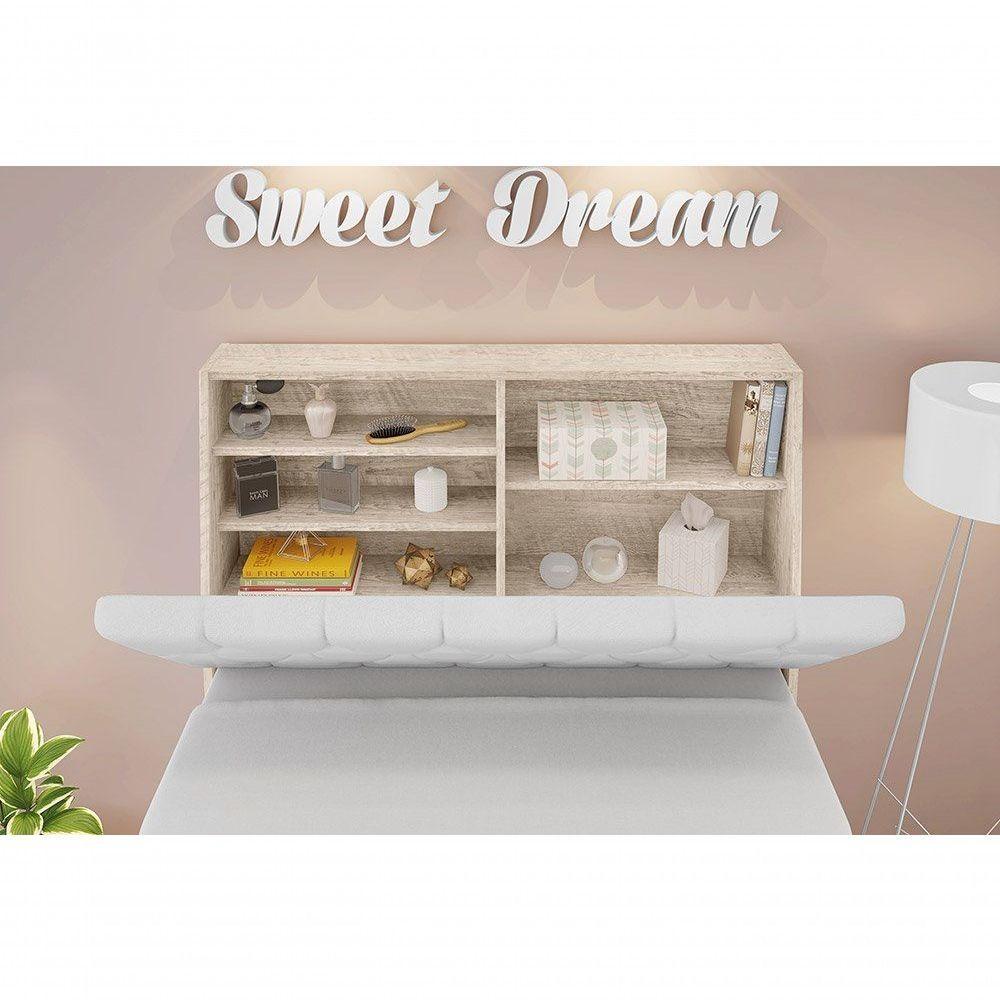 Cabeceira Box Solteiro 0,88 Amarula Com Capitonê Branco - 4