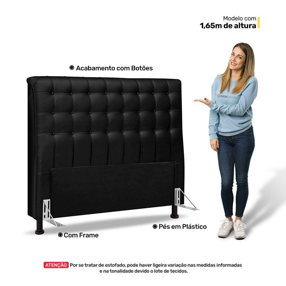Cabeceira Cama Box Casal Queen Size Ciara 160cm Botonê Com Frame Sintético Preto - 5