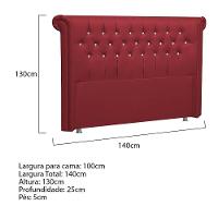 Cabeceira Solteiro Brescia P04 100 Cm Suede Vermelho Tca 53 - 5