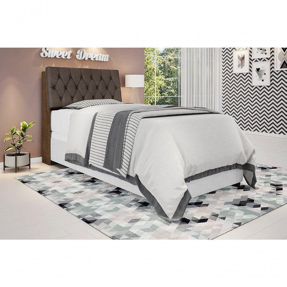 Cabeceira Box Solteiro 0,88 Isis Malbec Com Capitonê Marrom - 1