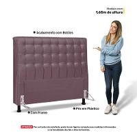 Cabeceira Cama Box Casal King Size Ciara 195cm Botonê Com Frame Veludo Rosê - 9