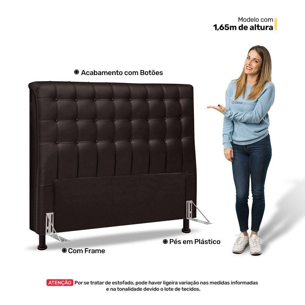 Cabeceira Cama Box Casal Queen Size Ciara 160cm Botonê Com Frame Sintético Marrom - 5
