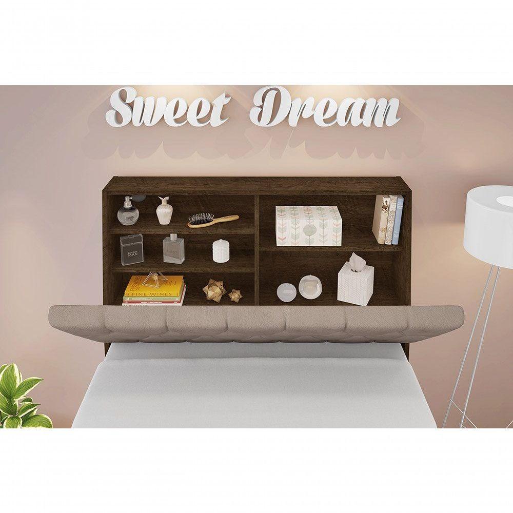 Cabeceira Box Solteiro 0,88 Isis Malbec Com Capitonê Bege - 4