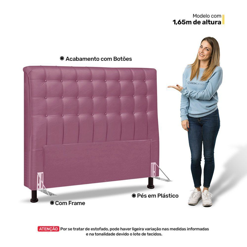 Cabeceira Cama Box Casal King Size Ciara 195cm Botonê Com Frame Suede Rosa - 5