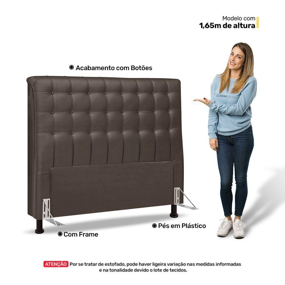 Cabeceira Cama Box Casal King Size Ciara 195cm Botonê Com Frame Linho Cacau - 4