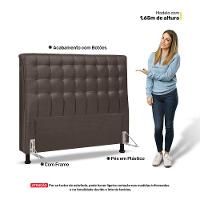 Cabeceira Cama Box Casal King Size Ciara 195cm Botonê Com Frame Linho Cacau