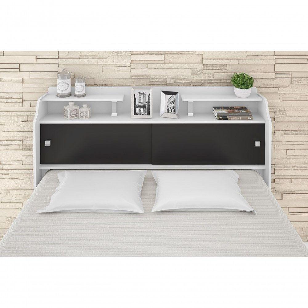 Cabeceira Box Casal 1,38cm Elisa Branco Branco/preto - 10