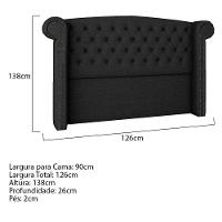 Cabeceira Solteiro Lyon P04 90 Cm Suede Preto Tca 944 - 5