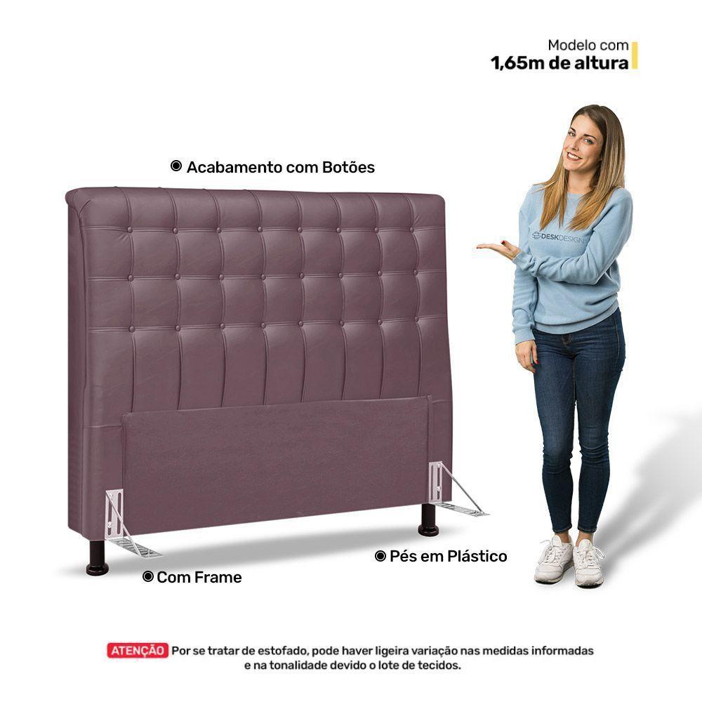 Cabeceira Cama Box Casal Ciara 140cm Botonê Com Frame Veludo Rosê - 5