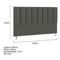 Cabeceira Solteiro P04 100 Cm Suede Cinza Escuro Tca 958 - 5