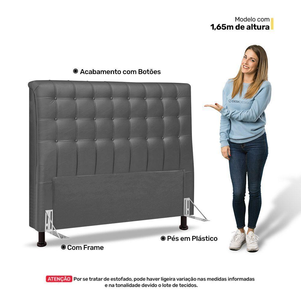 Cabeceira Cama Box Casal King Size Ciara 195cm Botonê Com Frame Linho Cinza - 4