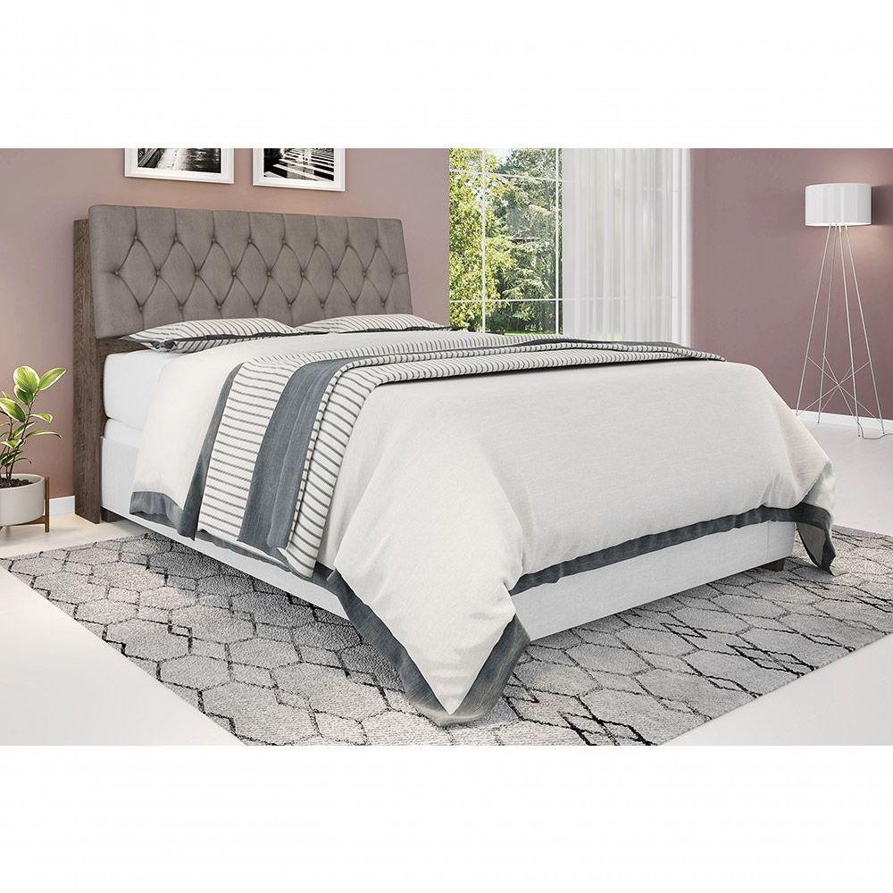 Cabeceira Box Queen 1,58 Chocolate Com Capitonê Capuccino - 1