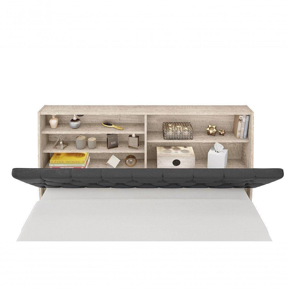 Cabeceira Box Casal 1,38 Amarula Com Painel Class Preto - 3