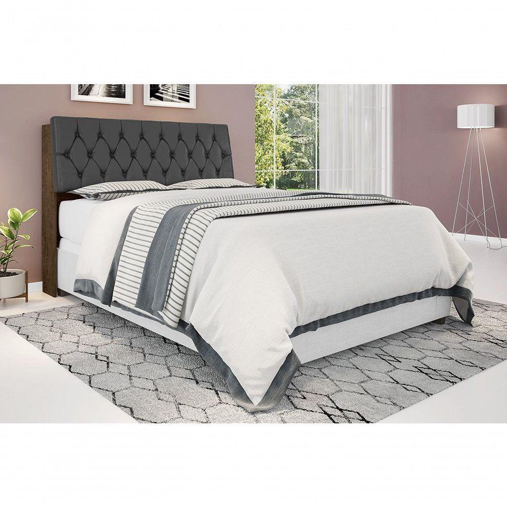 Cabeceira Box Casal 1,38 Isis Malbec Com Painel Capitonê - 1