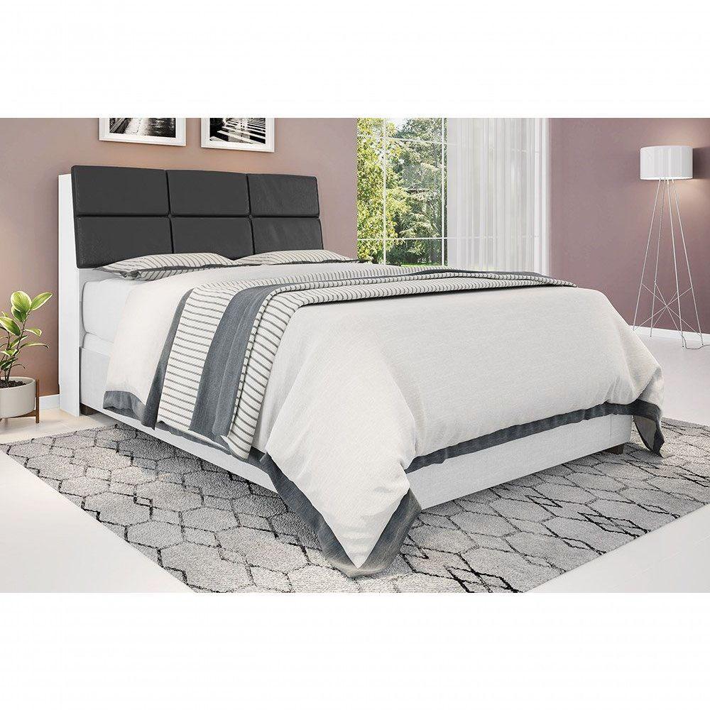 Cabeceira Box Queen 1,58 Isis Branco Com Painel Class Preto - 1