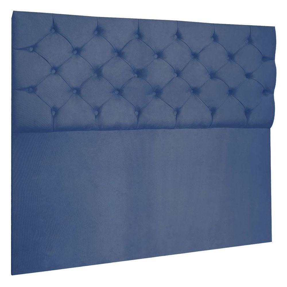 Cabeceira Capitonê Solteiro 0,90m Jade Suede Cor Azul Marinho - 1