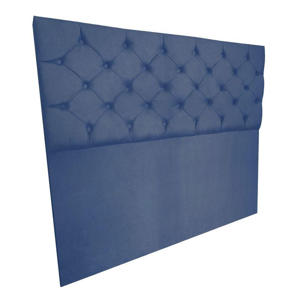 Cabeceira Capitonê Solteiro 0,90m Jade Suede Cor Azul Marinho - 3