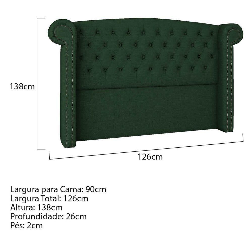 Cabeceira Solteiro Lyon P04 90 Cm Suede Verde Tca 947 - 5
