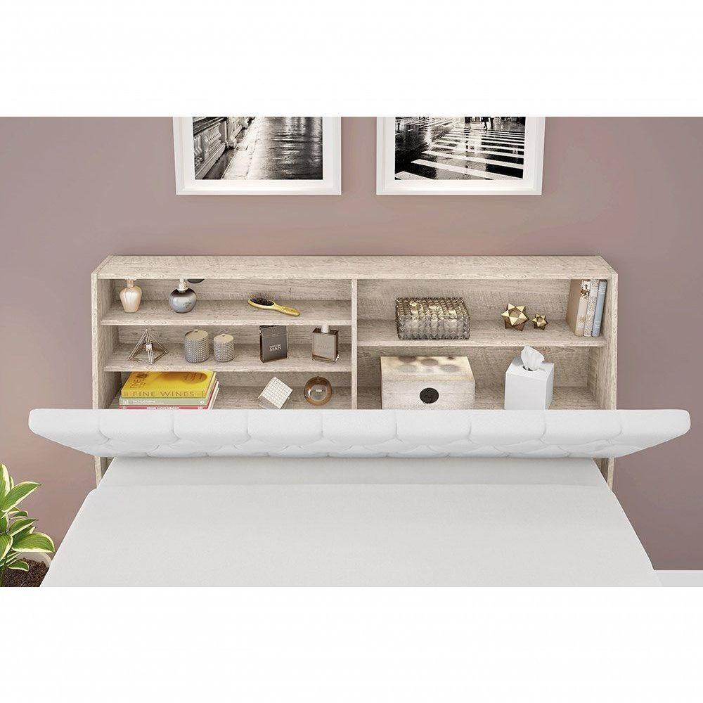 Cabeceira Box Casal 1,38 Amarula Com Painel Class Branco - 5