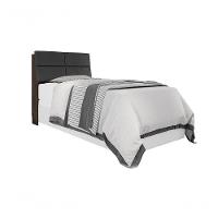 Cabeceira Box Solteiro 0,88 Isis Chocolate Com Painel Preto - 1