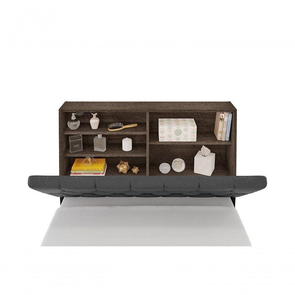 Cabeceira Box Solteiro 0,88 Chocolate Com Capitonê Preto - 3