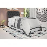 Cabeceira Box Solteiro 0,88 Chocolate Com Capitonê Preto - 1