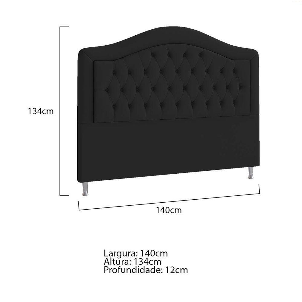 Cabeceira Casal ághata P04 140 Cm Suede Preto Tca 944 - 5