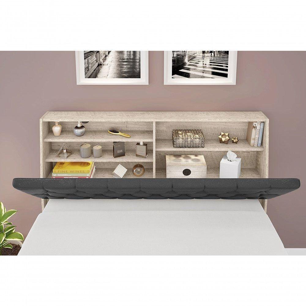 Cabeceira Box Queen 1,58 Isis Amarula Com Painel Preto - 5