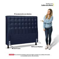 Cabeceira Cama Box Casal Queen Size Ciara 160cm Botonê Com Frame Veludo Azul Marinho - 5