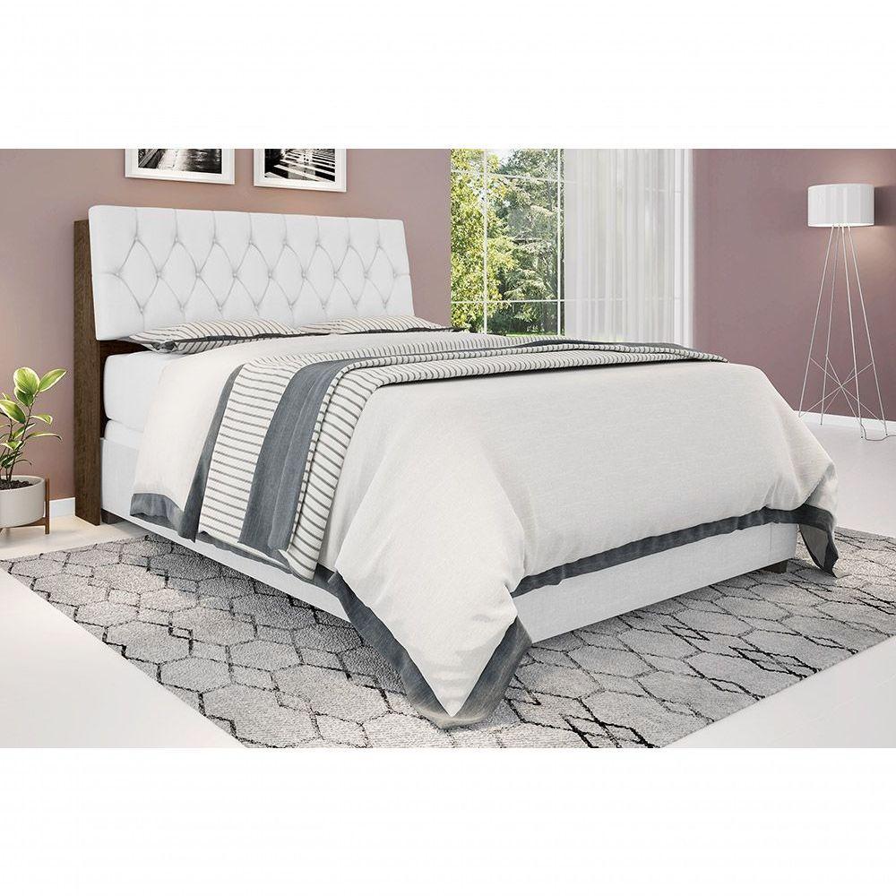 Cabeceira Box Casal 1,38 Isis Malbec Com Capitonê Branco - 1