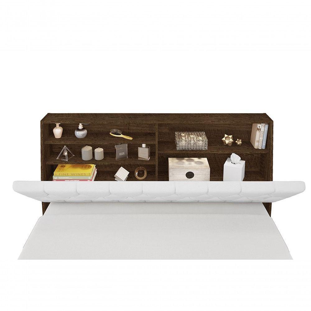 Cabeceira Box Casal 1,38 Isis Malbec Com Capitonê Branco - 4