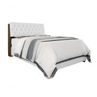 Cabeceira Box Casal 1,38 Isis Malbec Com Capitonê Branco - 2